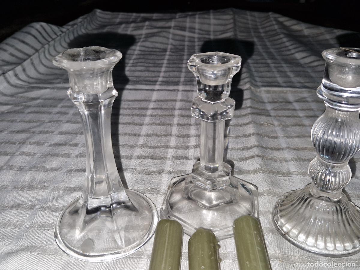 Coleccionismo: 3 BONITOS CANDELAUROS DE CRISTAL. - Foto 3
