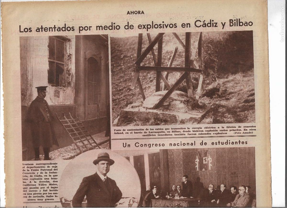 Coleccionismo: A&Ntilde;O 1933 RECORTE PRENSA BILBAO BOMBA POSTE ENERGIA ELECTRICA DE LA FABRICA CEMENTOS ASLAND