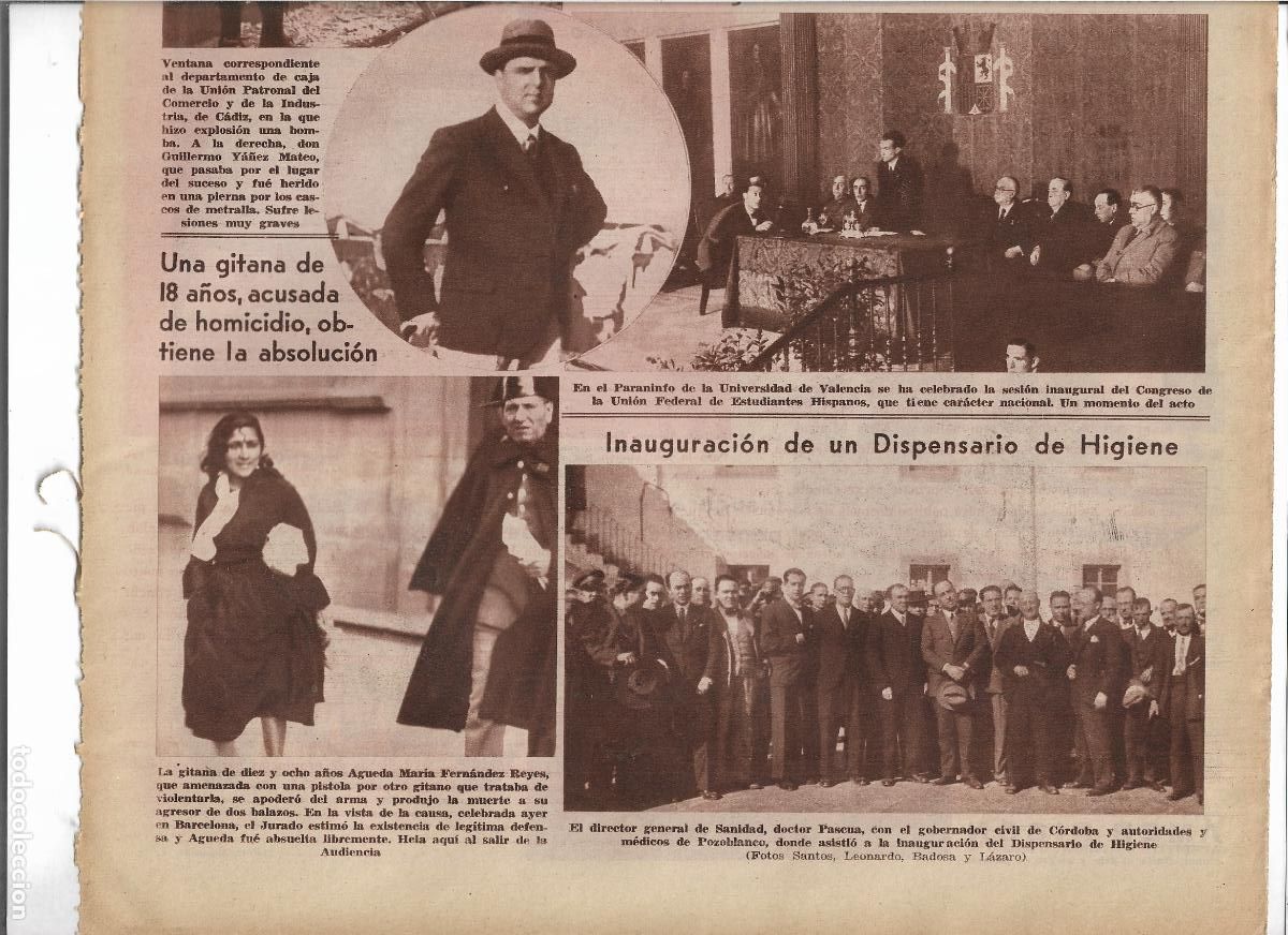 Coleccionismo: A&Ntilde;O 1933 RECORTE PRENSA INAUGURACION DISPENSARIO DE HIGIENE MEDICOS AUTORIDADES DE POZOBLANCO