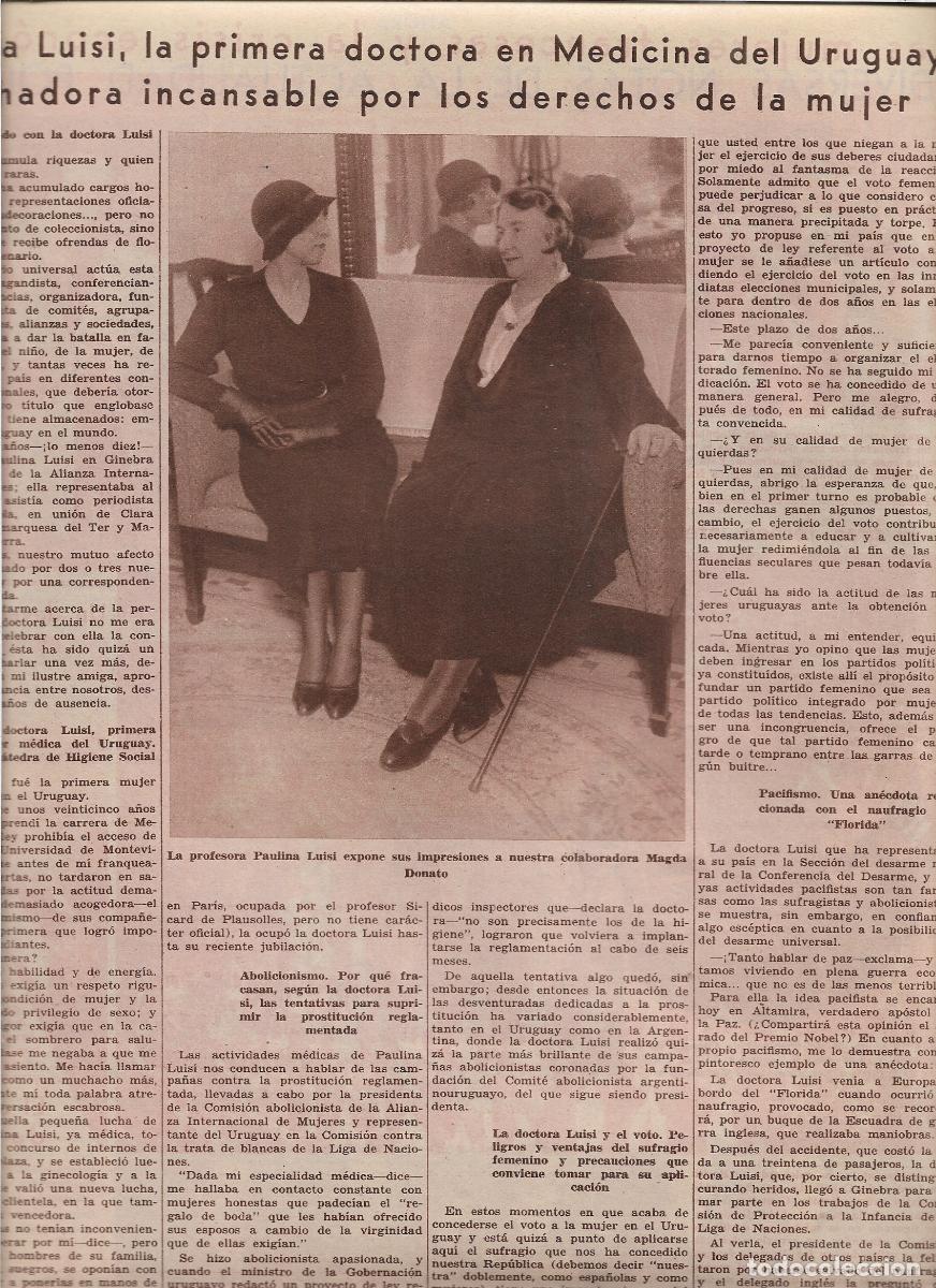 Coleccionismo: A&Ntilde;O 1933 PAULINA LUISI PRIMERA DOCTORA EN MEDICINA DEL URUGUAY LUCHADORA DERECHOS DE LA MUJER