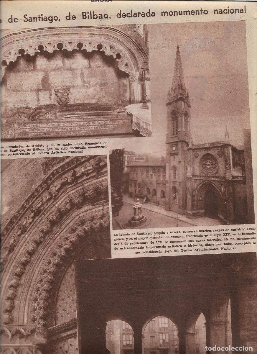 Coleccionismo: A&Ntilde;O 1933 RECORTE PRENSA LA IGLESIA DE SANTIAGO DE BILBAO DECLARADA MONUMENTO NACIONAL