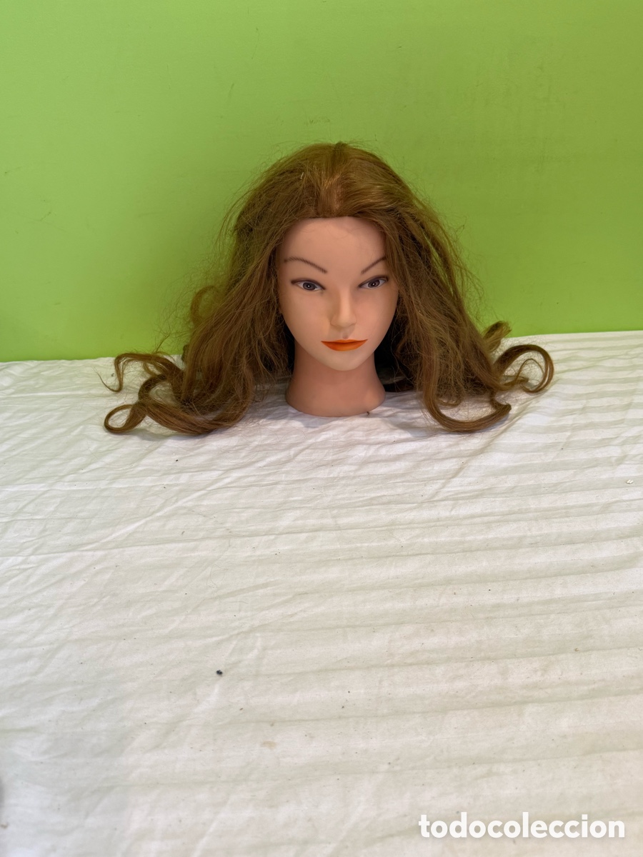 Collezionismo: Cabeza de maniqu&iacute; profesional con cabello rubio casta&ntilde;o largo