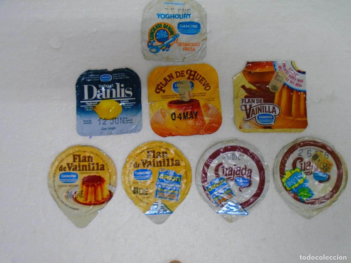 Coleccionismo: LOTE DE 8 TAPAS DE ALUMINIO DE PRODUCTOS VARIOS DE DANONE,A&Ntilde;OS 80,VER FOTOS.