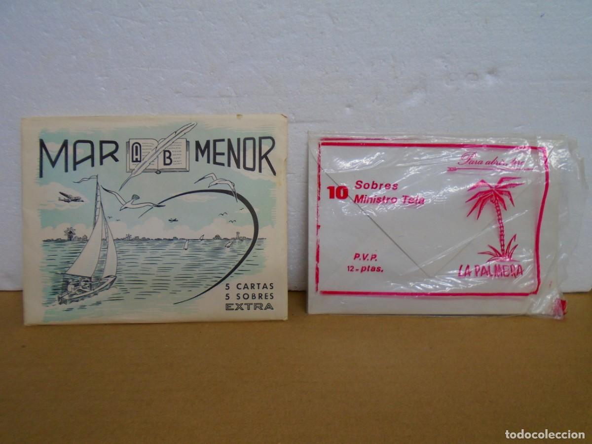 Coleccionismo: VINTAGE PAQUETES DE SOBRES Y CARTAS SIN USO,MARCAS&rdquo;LA PALMERA&rdquo; Y &rdquo;MAR MENOR&rdquo;