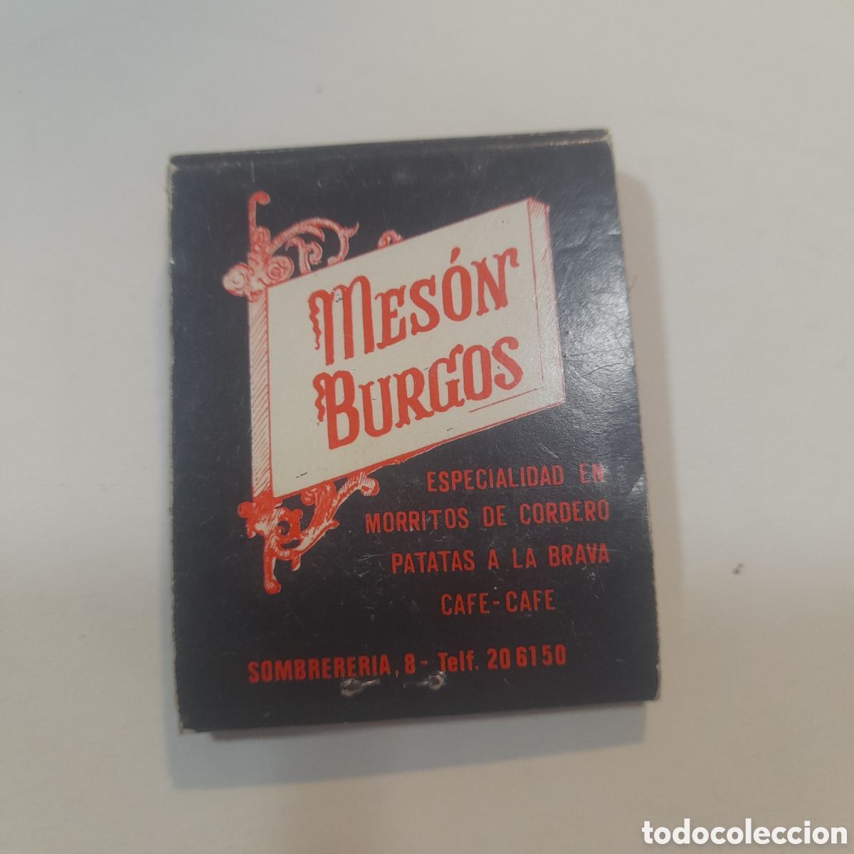 Coleccionismo: Caja de cerillas Mes&oacute;n Burgos