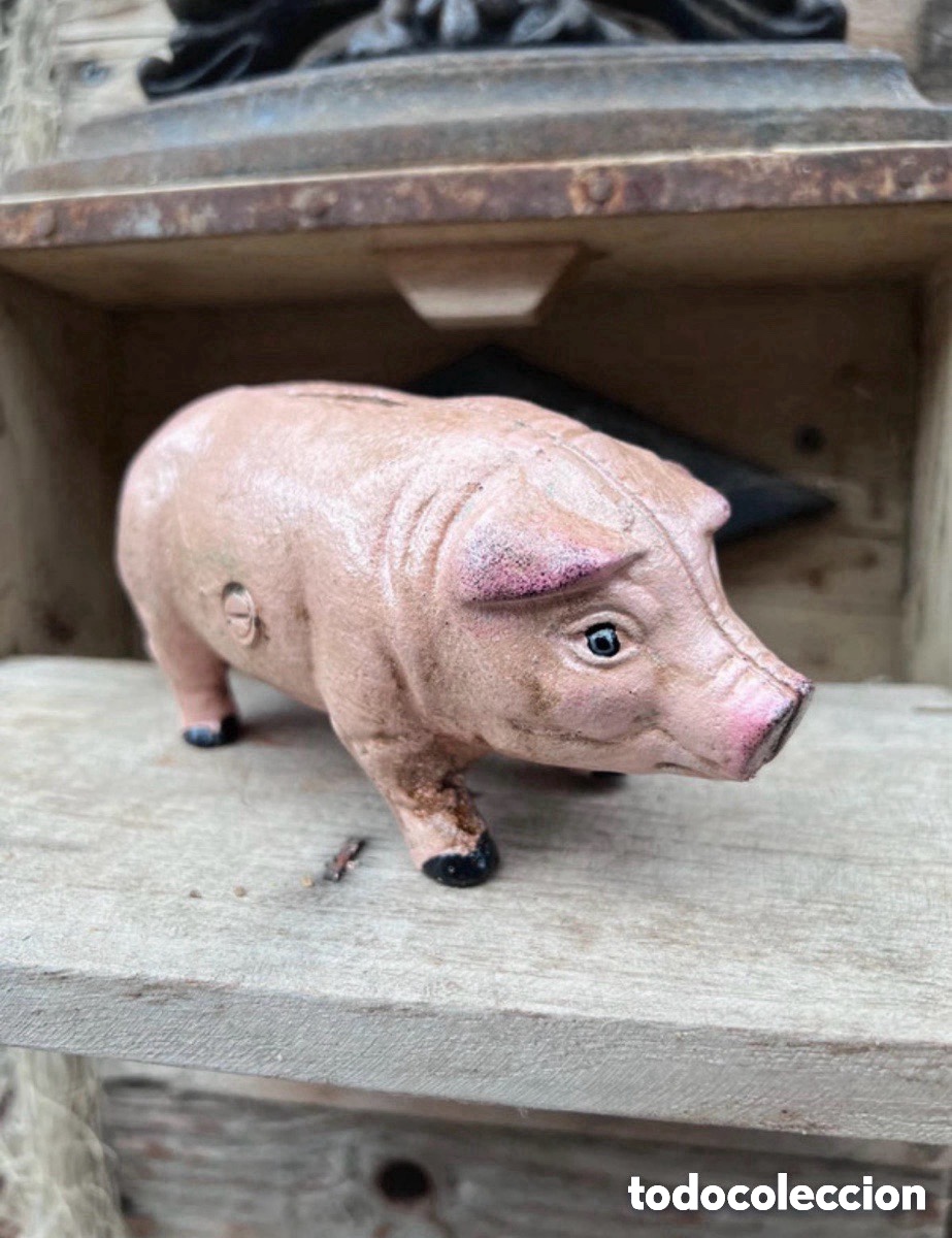 Coleccionismo: Hucha hierro fundido en forma de cerdito - Foto 1
