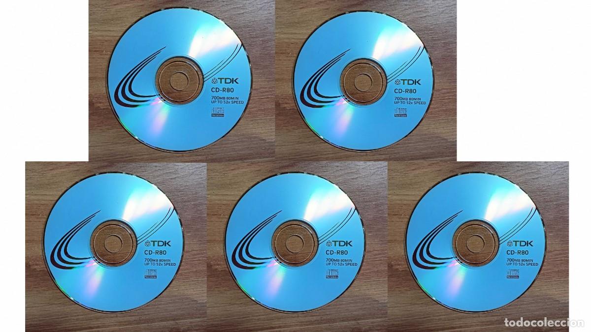 Coleccionismo: LOTE 5 CD-R TDK GRABABLES - 700 MB - 80 MIN - VELOCIDAD HASTA 52X - NUEVOS SIN ESTRENAR