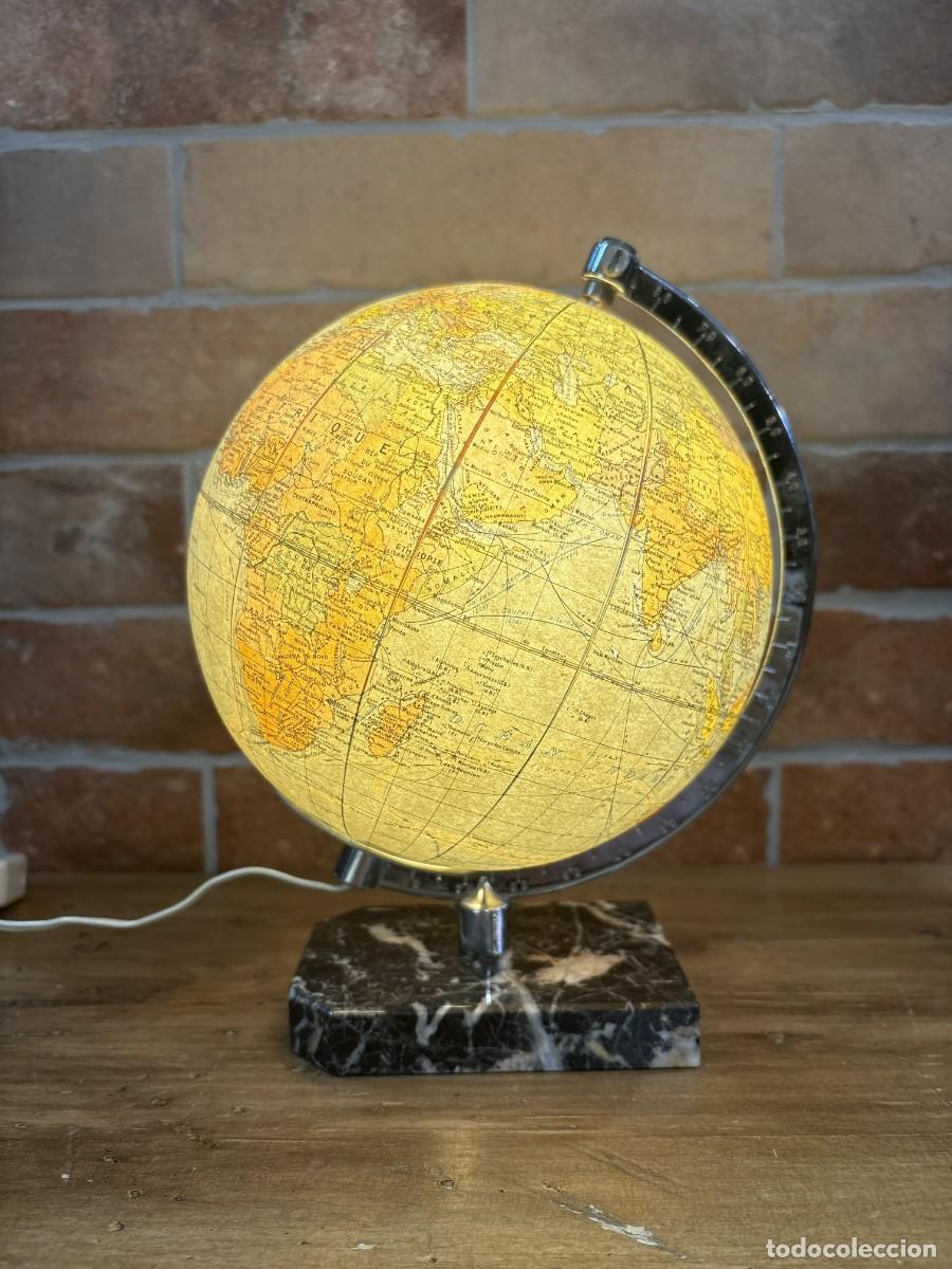 Coleccionismo: Globo terr&aacute;queo antiguo iluminado Perrina Par&iacute;s