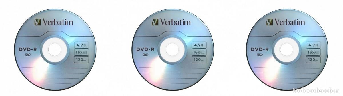 Coleccionismo: LOTE 3 DVD-R VERBATIM GRABABLES - 4,7 GB - 120 MIN - VELOCIDAD 16X - PLATA MATE - NUEVOS SIN ESTRENA