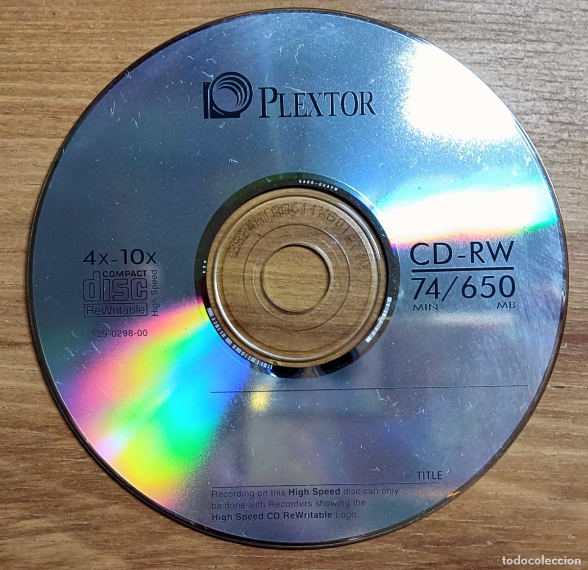 Coleccionismo: CD-RW PLEXTOR REGRABABLE - 650 MB - 74 MIN - VELOCIDAD 4X-10X - NUEVO SIN ESTRENAR