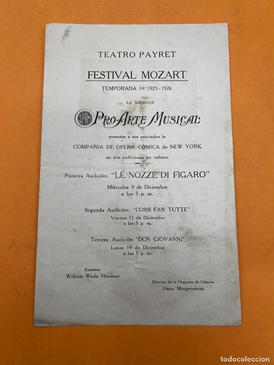 Coleccionismo: CUBA. 1925-1926. COMPA&Ntilde;&Iacute;A DE &Oacute;PERA C&Oacute;MICA DE NEW YORK. FESTIVAL MOZART. PROGRAMA.