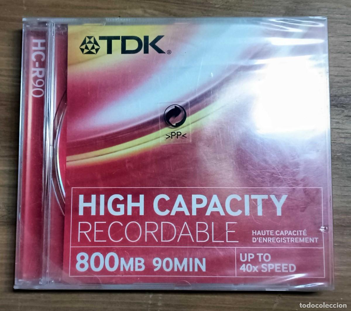 Coleccionismo: CD-R TDK HC-R90 GRABABLE - 800 MB - 90 MIN - VELOCIDAD HASTA 40X - NUEVO PRECINTADO - A&Ntilde;OS 2000