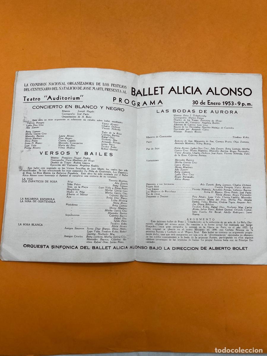 Coleccionismo: BALLET ALICIA ALONSO. CENTENARIO DEL NATALICIO DE JOS&Eacute; MART&Iacute;. PROGRAMA. - Foto 5