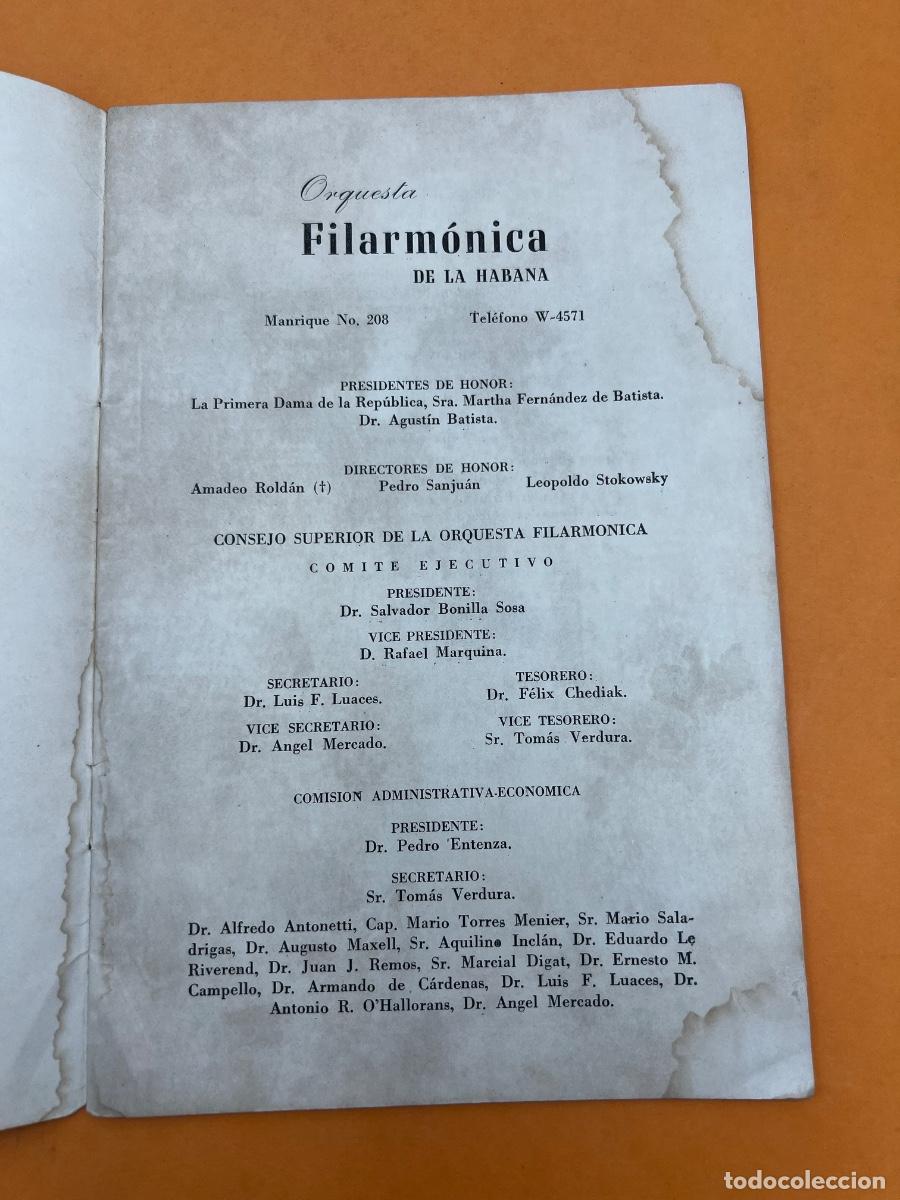 Coleccionismo: ORQUESTA FILARM&Oacute;NICA DE LA HABANA. 1952. PROGRAMA. - Foto 2