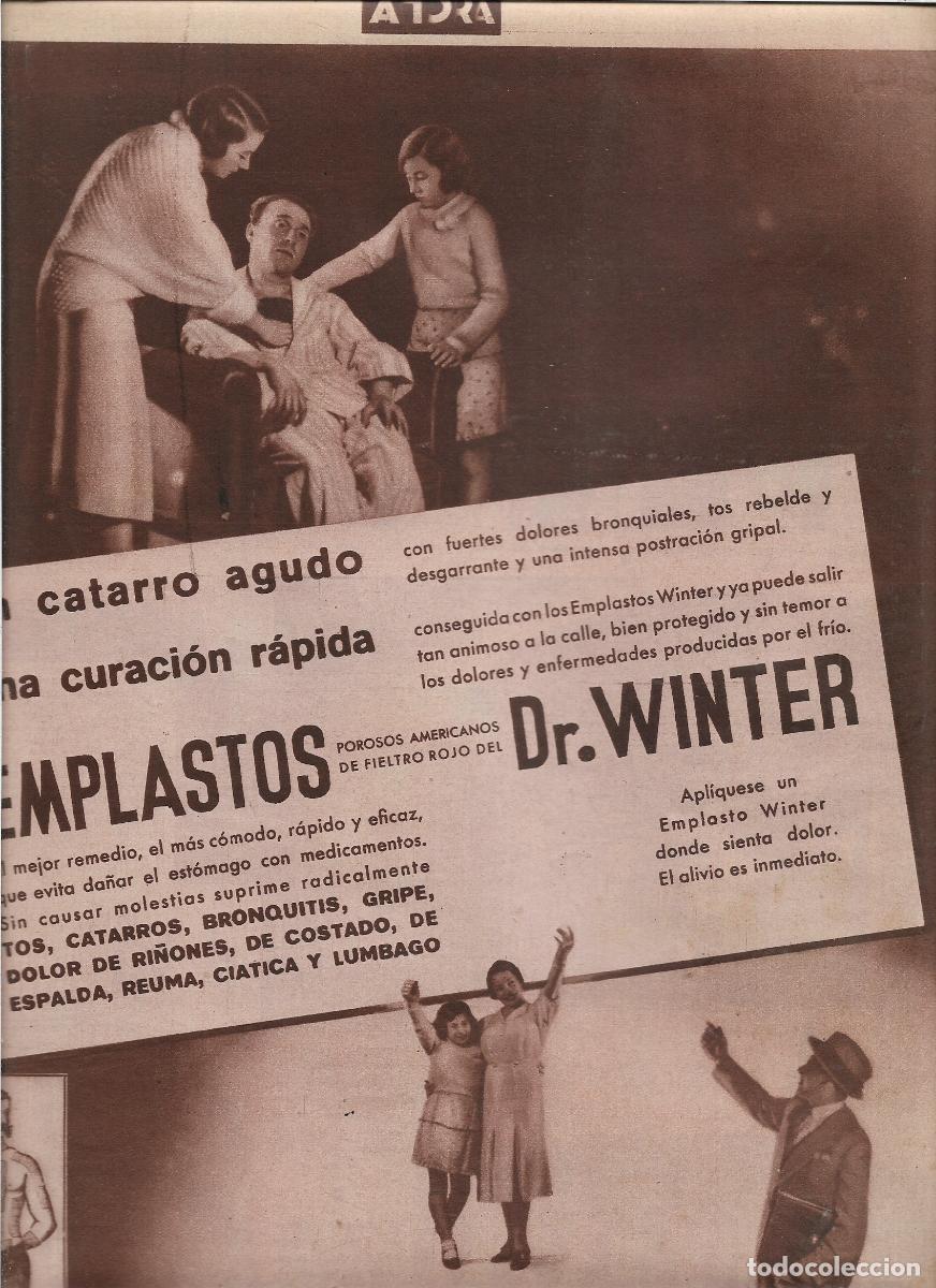 Coleccionismo: A&Ntilde;O 1933 RECORTE PRENSA PUBLICIDAD PARCHES EMPLASTOS DEL DOCTOR DR WINTER CURA CATARRO
