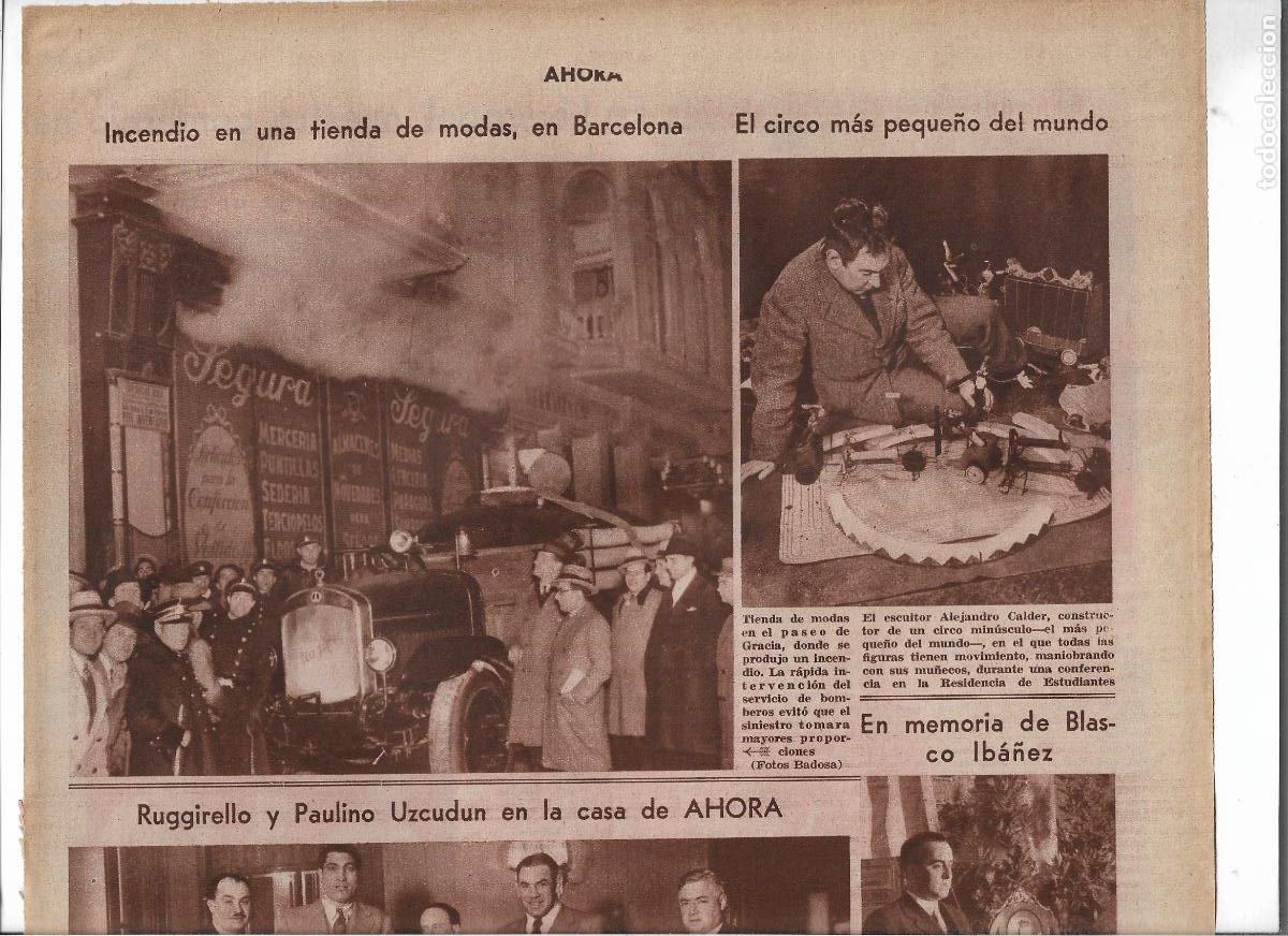 Coleccionismo: A&Ntilde;O 1933 RECORTE PRENSA BARCELONA INCENDIO TIENDA MODA SEGURA PASEO DE GRACIA
