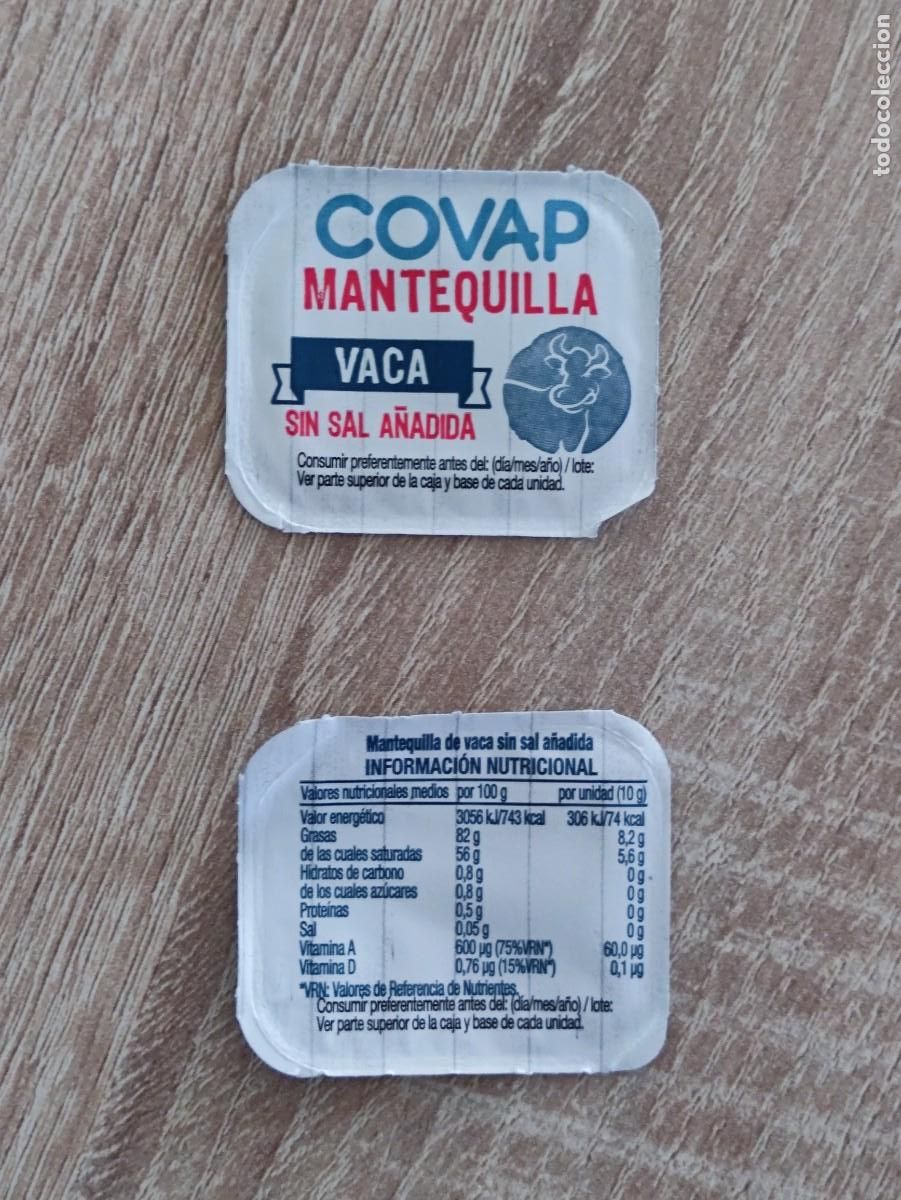Colecionismo: TAPA TARRINA MONODOSIS - MANTEQUILLA COVAP (DOS TAPAS)