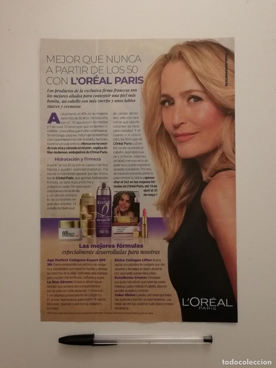 Coleccionismo: ANUNCIO ACARTONADO -A4- Gillian Anderson - PUBLICIDAD LAMINA - L'OREAL
