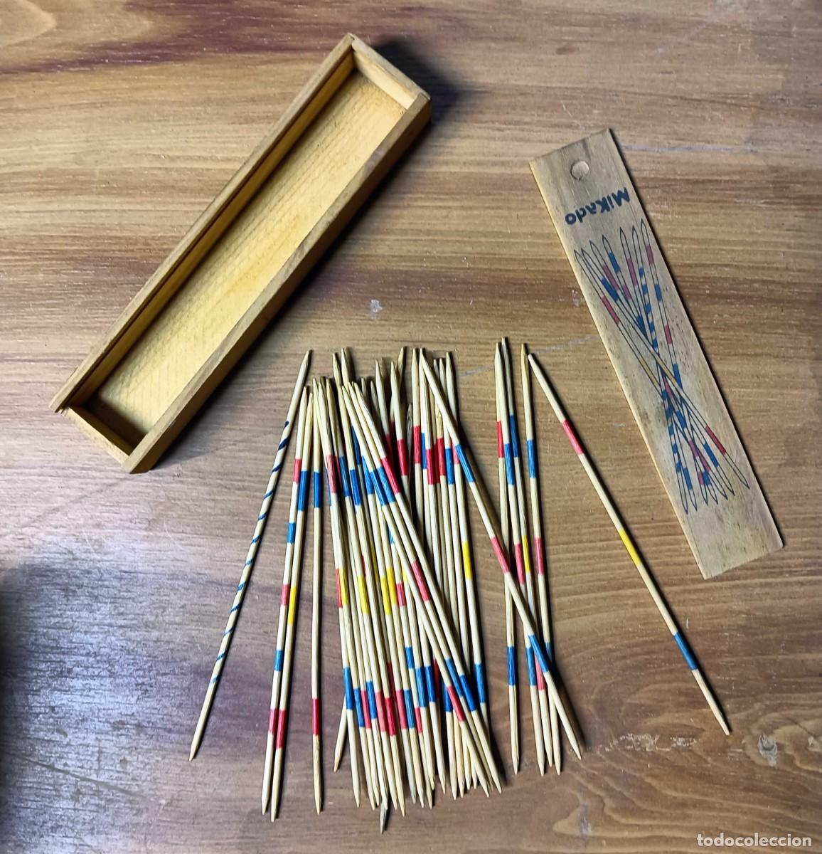 Coleccionismo: JUEGO DE MIKADO - CAJA DE MADERA CON TAPA CORREDERA - 41 PALILLOS - VINTAGE - A&Ntilde;OS 70/80