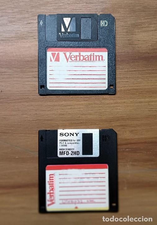 Coleccionismo: LOTE 2 DISQUETES 3,5&rdquo; HD 1,44 MB - VERBATIM Y SONY MFD-2HD - USADOS - A&Ntilde;OS 90