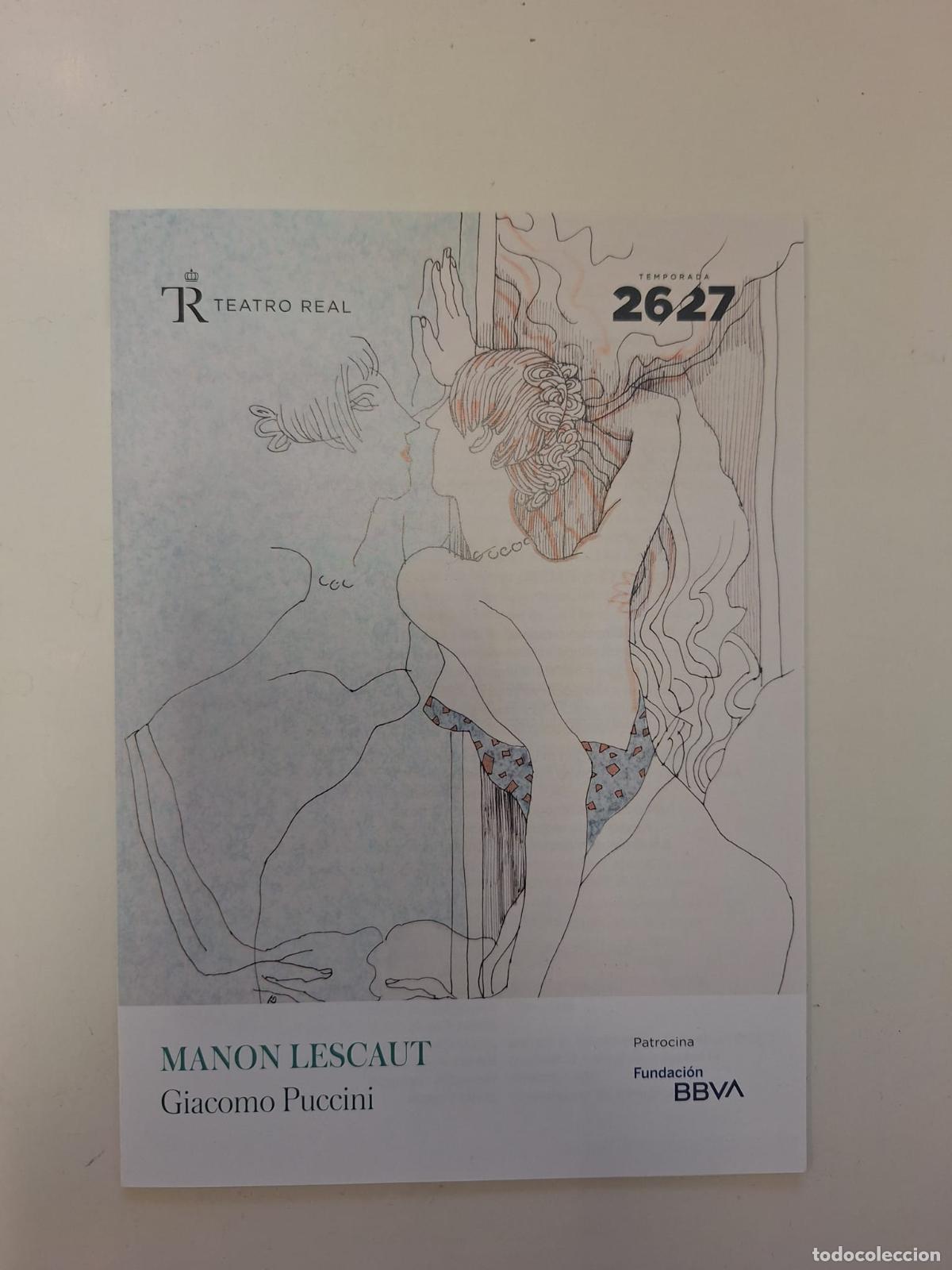 Coleccionismo: Programa de mano &laquo;Manon Lescaut&raquo; Puccini Teatro Real Madrid 2026 / 2027 Oliva Illica Pr&eacute;vost
