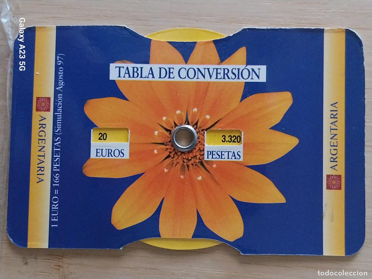 Coleccionismo: ARGENTARIA TARJETA DISCO CONVERSION EUROS PESETAS 8.6X5.5CMS