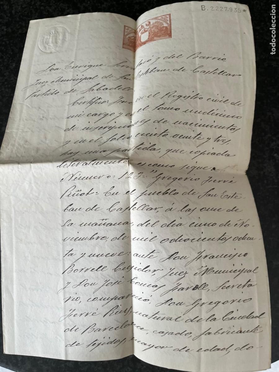 Coleccionismo: curiosa escritura de 1908 San Esteban Castell&oacute;n