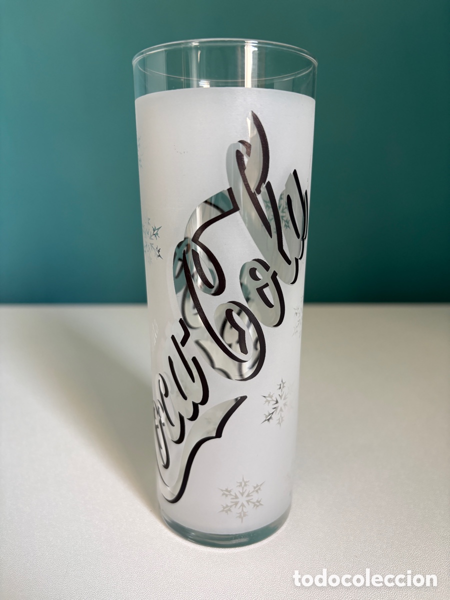 Coleccionismo: (L*066*) Vaso Coca-Cola de Tubo Navide&ntilde;o &ndash; Cristal Mate con Copos de Nieve