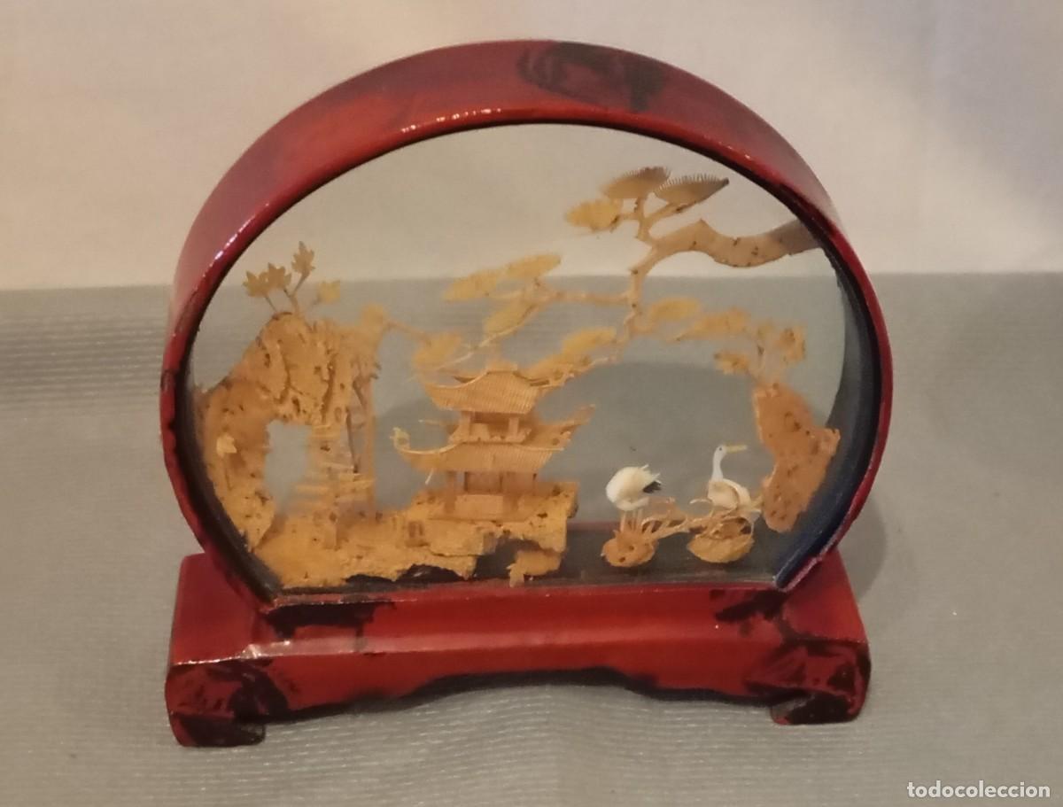 Coleccionismo: Diorama o cuadro artesanal chino de corcho tallado