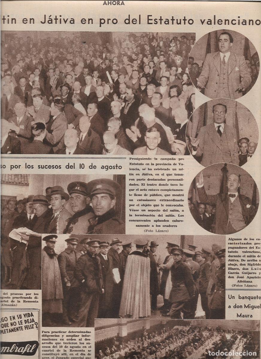 Coleccionismo: A&Ntilde;O 1933 RECORTE PRENSA MITIN EN JAVEA A FAVOR DEL ESTATUTO VALENCIANO SIGFRIDO BLASCO JOSE APARICIO