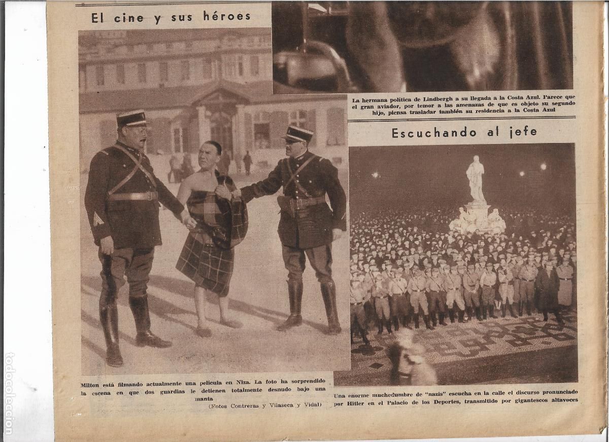 Coleccionismo: A&Ntilde;O 1933 CINE MILTON RUEDA UNA PELICULA EN NIZA ESCENA GUARDIAS LE DETIENEN DESNUDO BAJO UNA MANTA