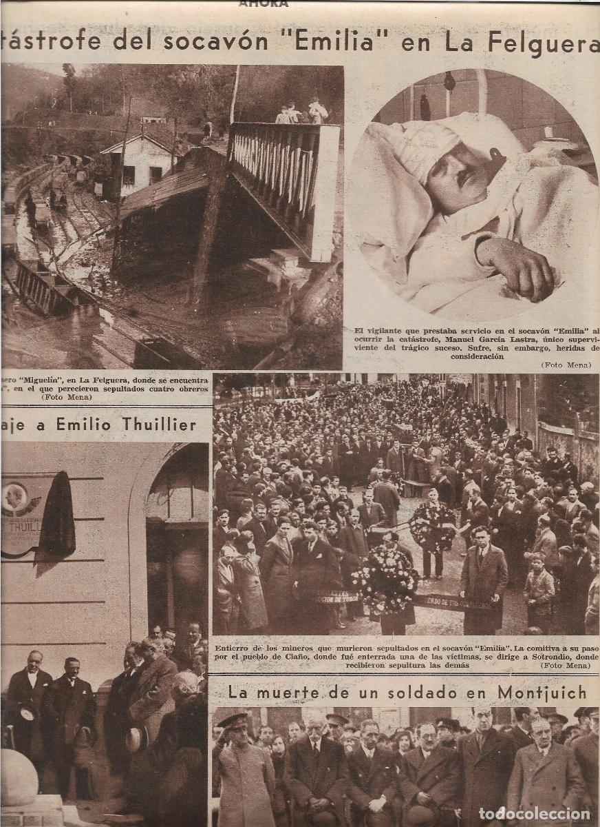 Coleccionismo: A&Ntilde;O 1933 RECORTE PRENSA LA FELGUERA CATASTROFE DEL SOCAVON EMILIA MINA MIGUELIN ENTIERRO MINEROS