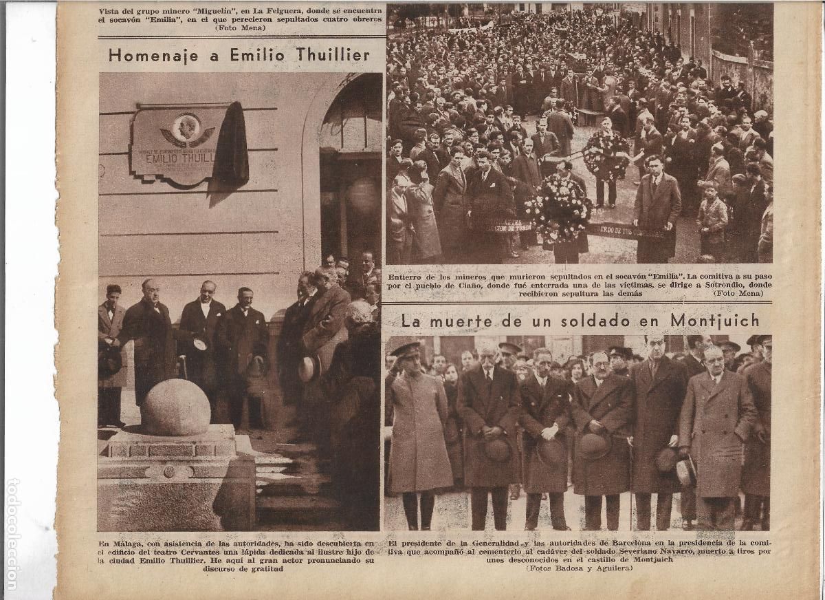 Coleccionismo: A&Ntilde;O 1933 RECORTE PRENSA MALAGA HOMENAJE A EMILIO THUILLIER LAPIDA CON SU NOMBRE EN TEATRO CERVANTES