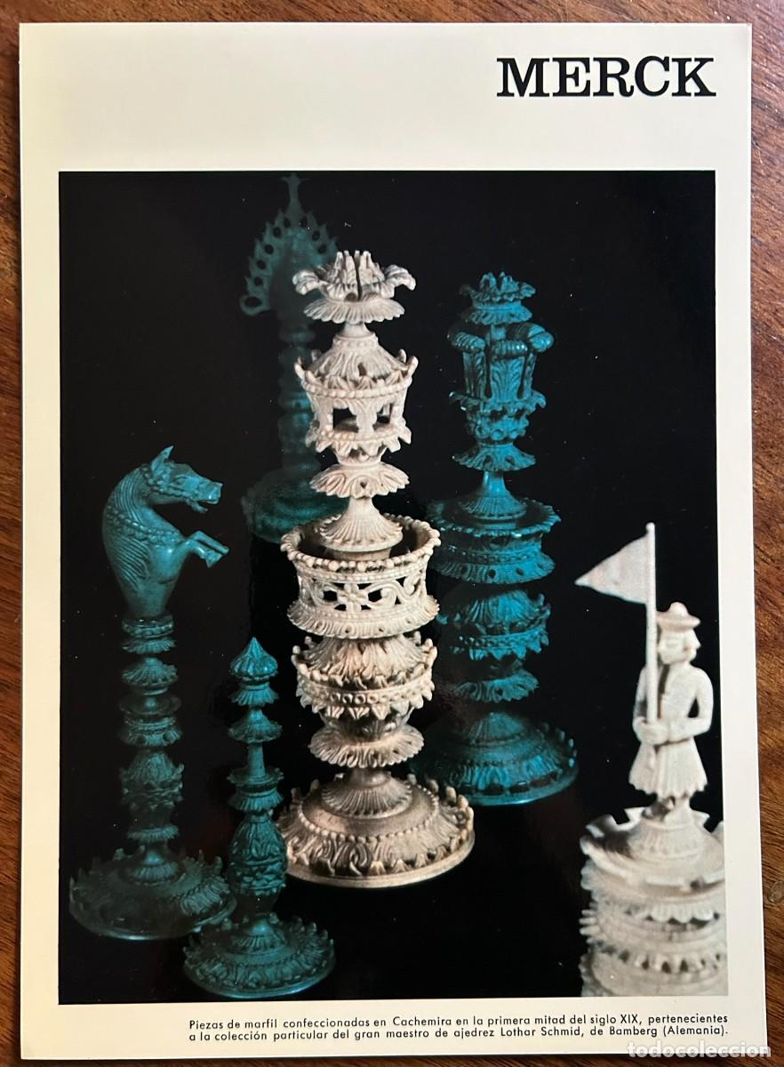 Coleccionismo: ANTIGUA PIEZAS DE AJEDREZ - CACHEMIRA s. XIX - COLECCI&Oacute;N LOTHAR SCHMID &ndash; PUBLICIDAD MERCK 1974