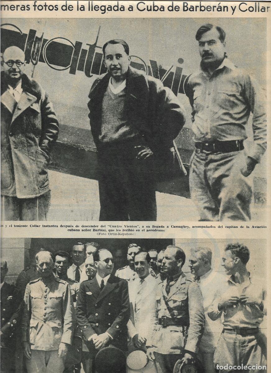 Coleccionismo: A&Ntilde;O 1933 RECORTE PRENSA AVIACION CUATRO VIENTOS LLEGADA A LA HABANA AVIADORES BARBERA Y COLLAR