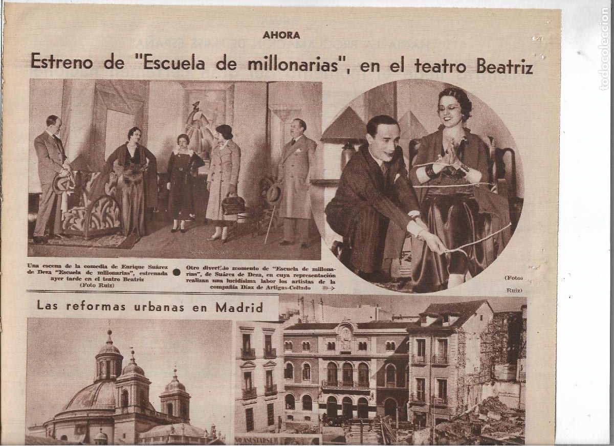 Coleccionismo: A&Ntilde;O 1933 ESTRENO OBRA ESCUELA DE MILLONARIAS TEATRO BEATRIZ COMPA&Ntilde;IA DIAZ DE ARTIGAS COLLADO