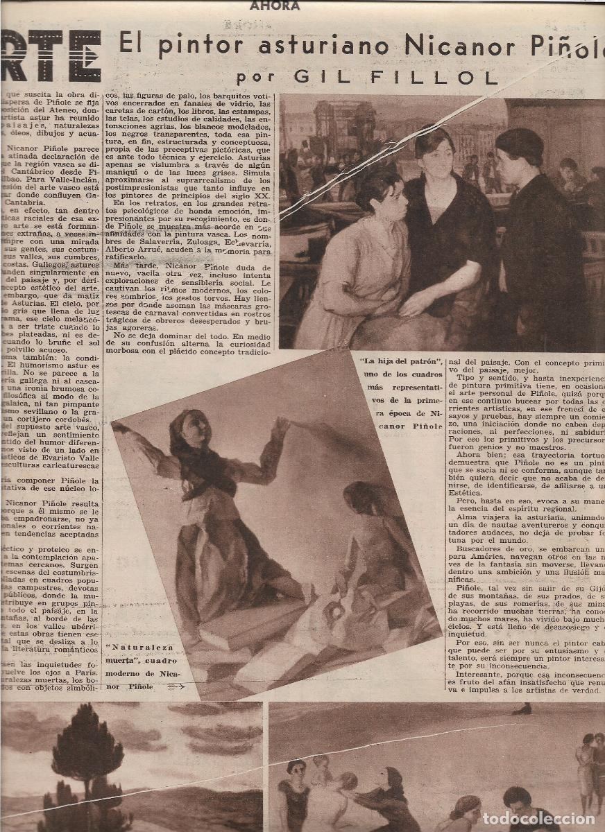 Coleccionismo: A&Ntilde;O 1933 RECORTE PRENSA PINTURA NICANOR PI&Ntilde;OLE PINTOR ASTURIANO OBRAS LA HIJA DEL PATRON
