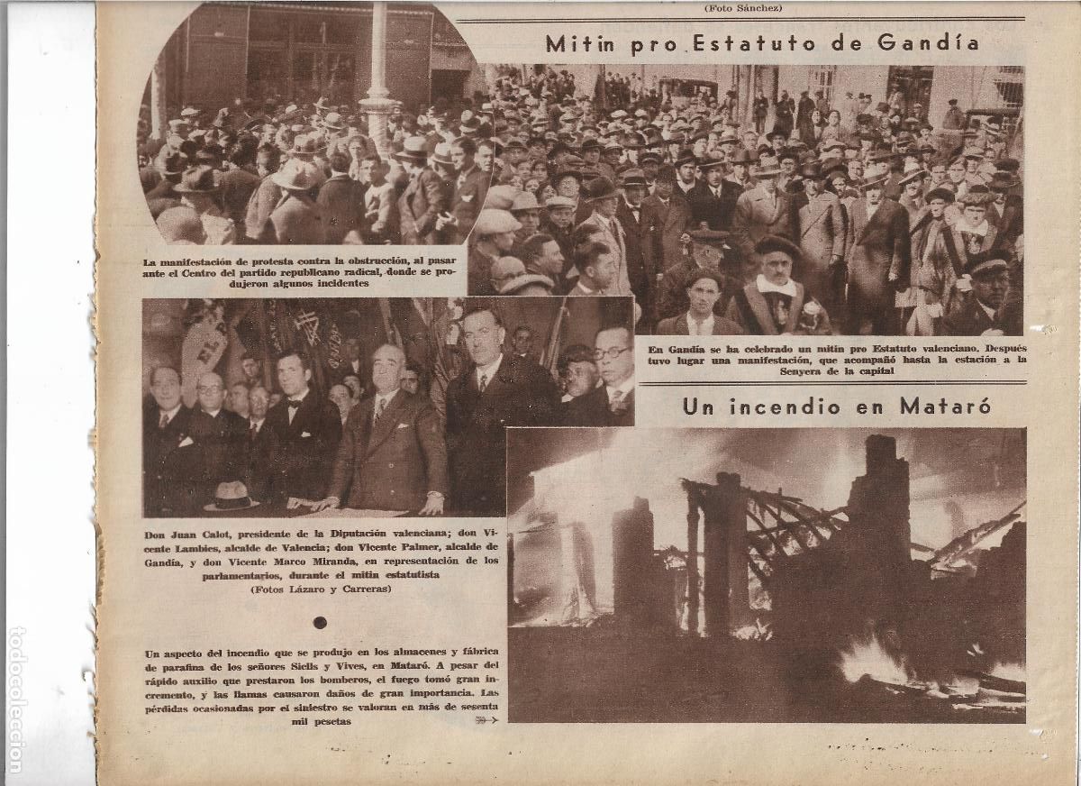 Coleccionismo: A&Ntilde;O 1933 RECORTE PRENSA MATARO INCENDIO ALMACENES FABRICA DE PARAFINA SIELLS Y VIVES