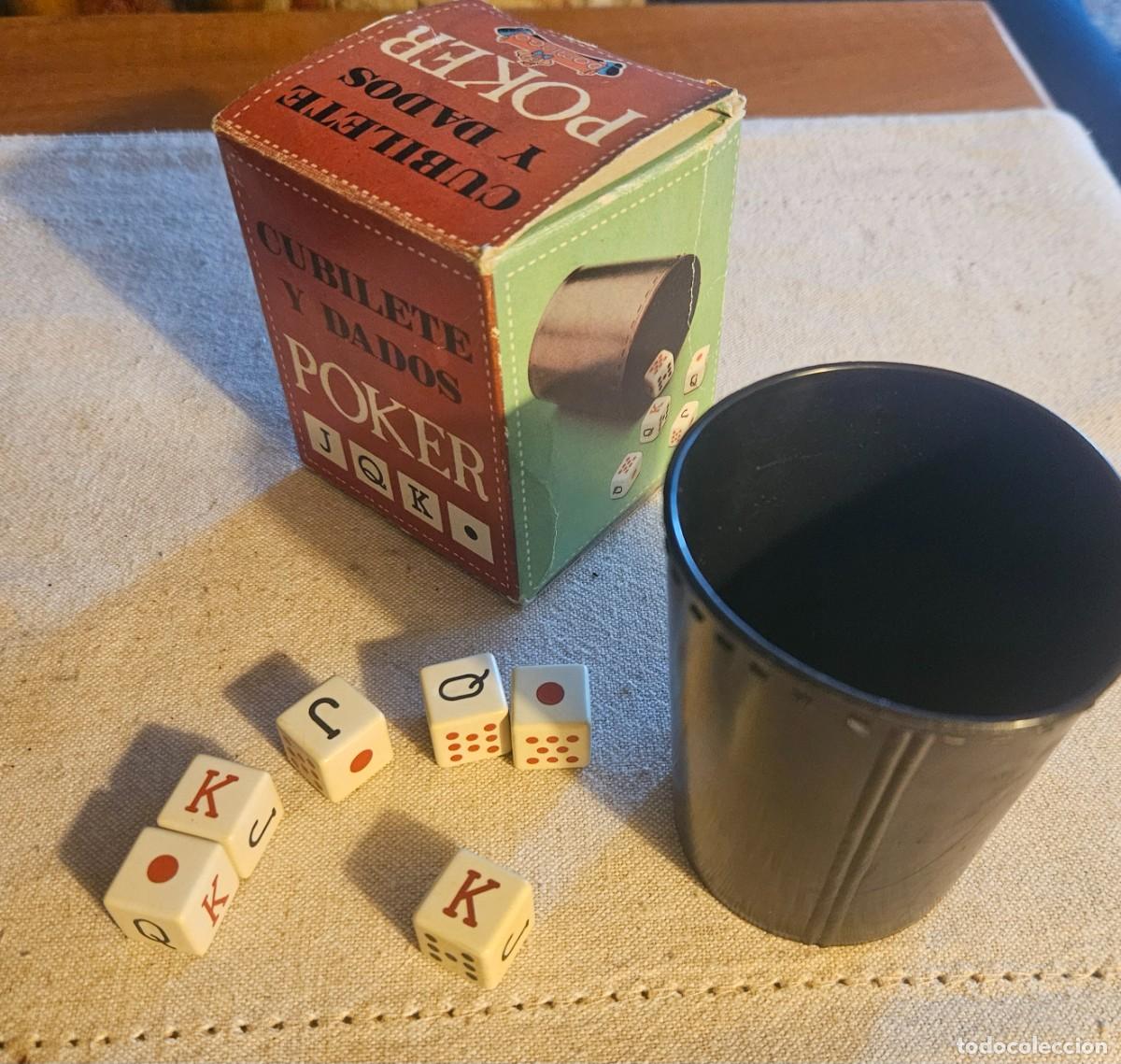 Coleccionismo: Cubilete y dados de Poker con caja original - Marca Domingo a&ntilde;os 90