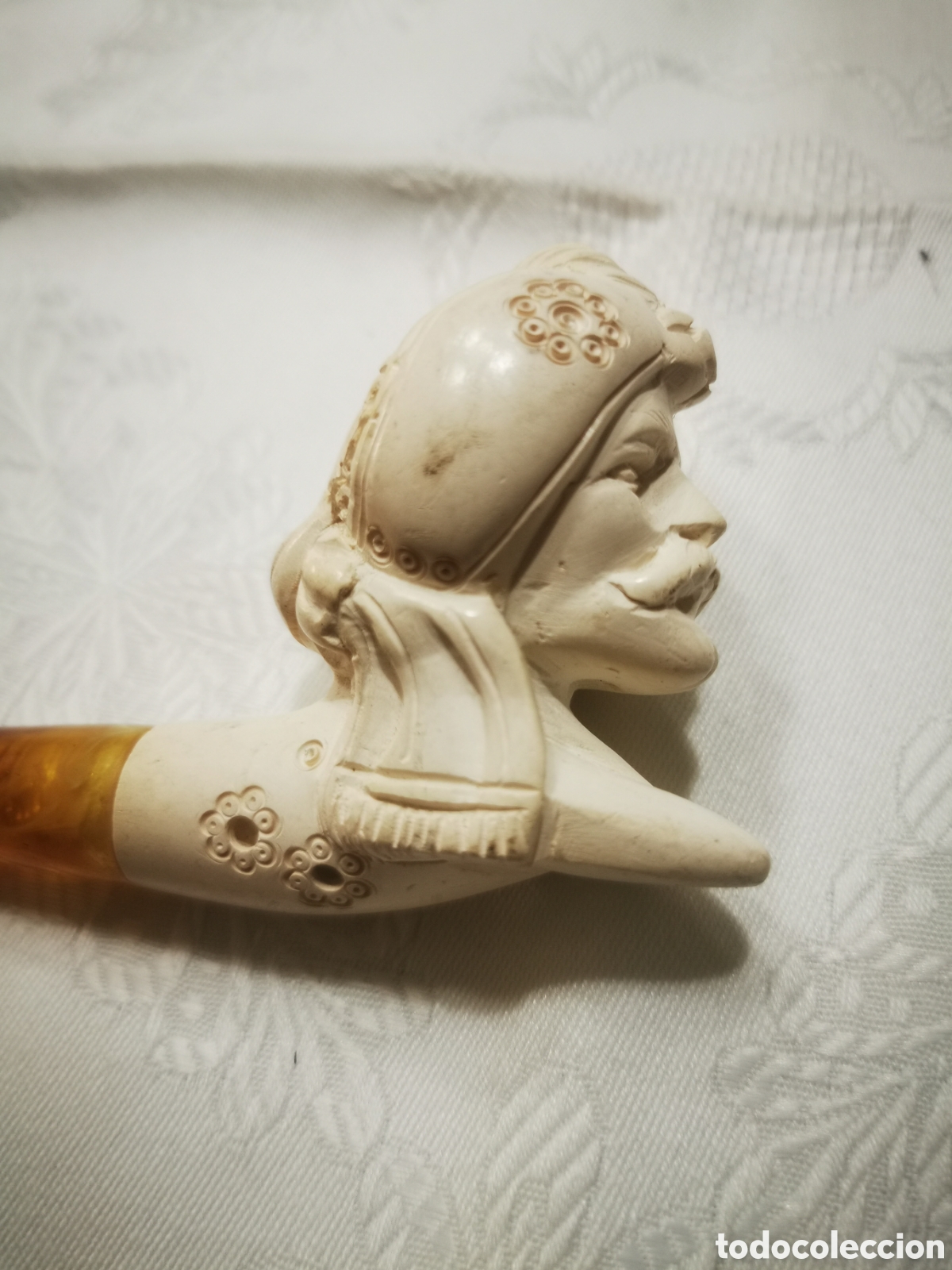 Colecionismo: Pipa antigua de espuma de mar y bakelita 14 cm