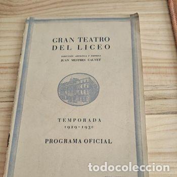 Coleccionismo: Programa Oficial Gran Teatro del Liceo - Temporada 1929-1930