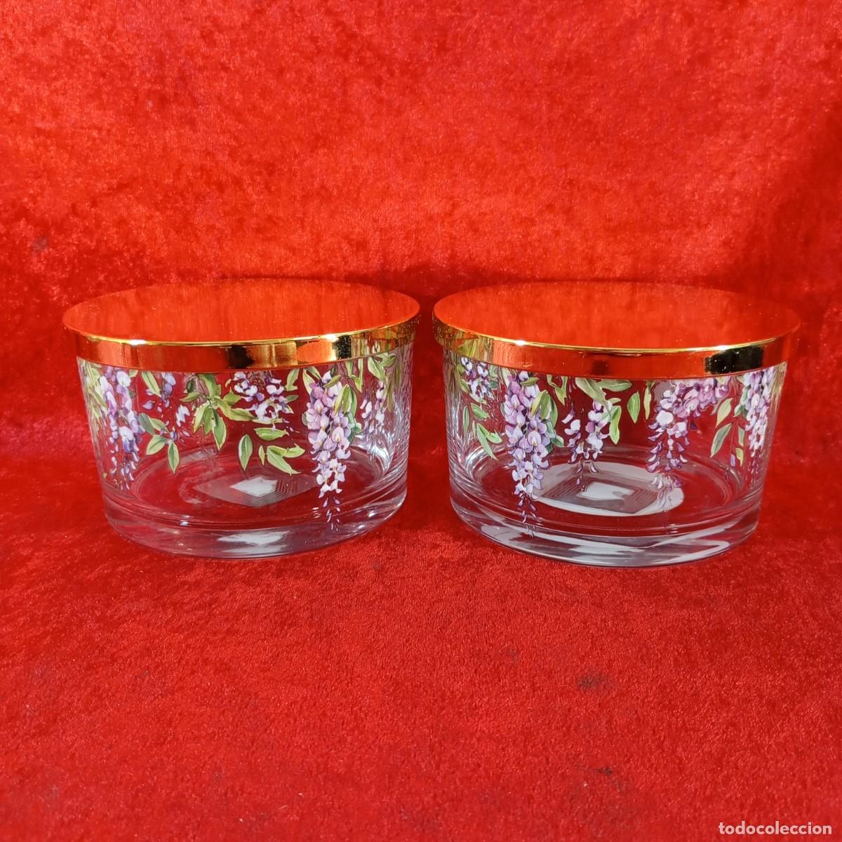 Coleccionismo: PAR DE PORTAVELAS - MARCA WISTERIA GARDEN - BRIDGERTHON BATH & BODY WORKS - 13 CM DE DIAMETRO