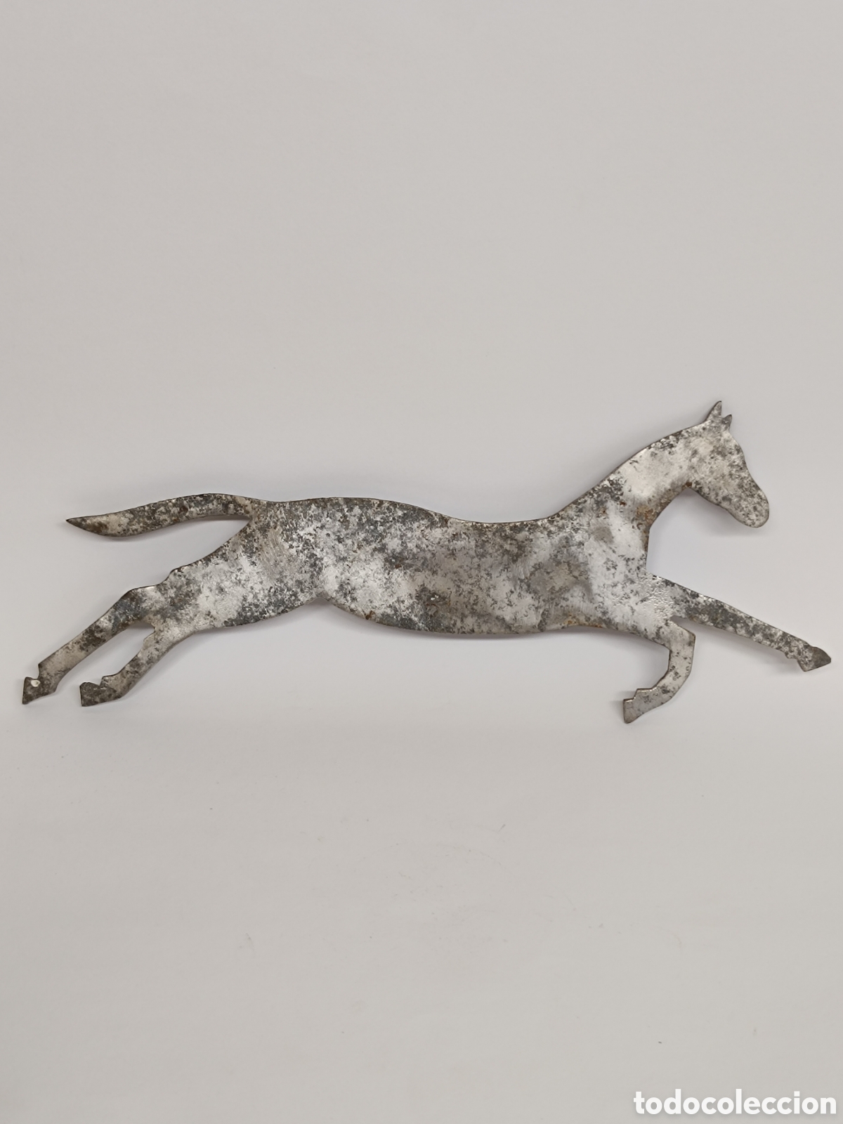 Coleccionismo: Silueta de Caballo Antigua de Aluminio (40 cm) &ndash; Figura de Veleta R&uacute;stica