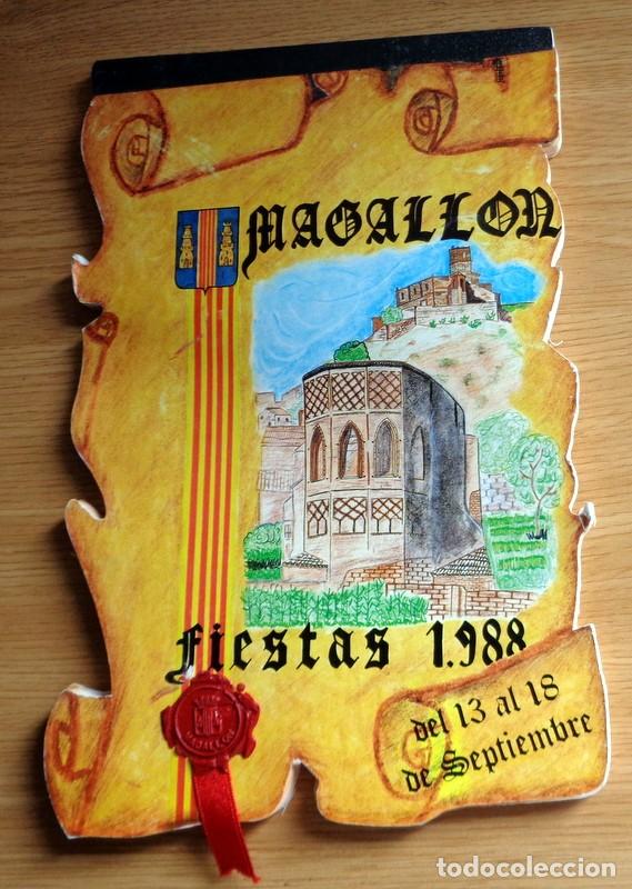 Coleccionismo: BONITO PROGRAMA DE FIESTAS TROQUELADO. MAGALL&Oacute;N, ZARAGOZA. A&Ntilde;O 1988 ANTIGUO. ESCUDO LACRADO