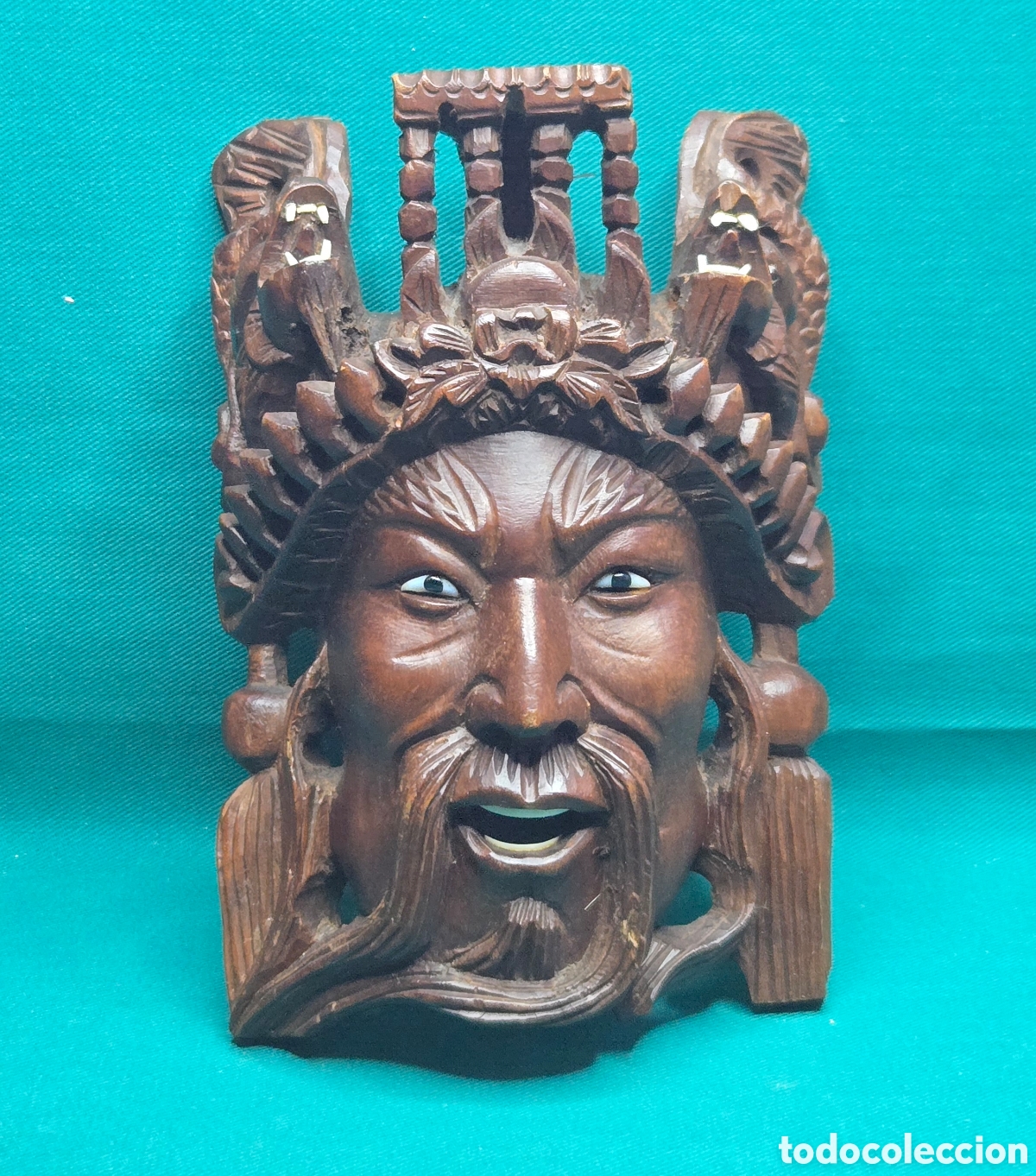 Collectionnisme: BONITA MASCARA ORIENTAL EN MADERA, GUERRERO , 18 CM DE ALTURA
