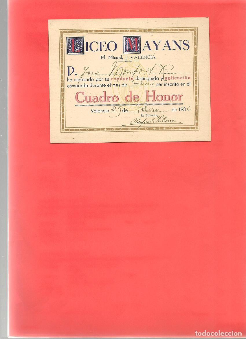 Sammelleidenschaft Papier: PREMIO DE CONDUCTA Y APLICACION, Valencia, a&ntilde;o 1934, BUEN ESTADO