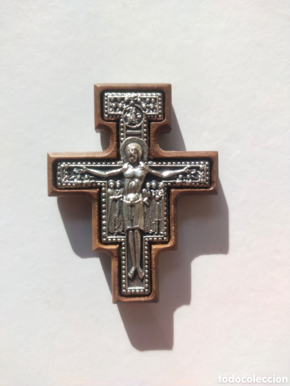 Coleccionismo: Im&aacute;n Cruz de San Dami&aacute;n San Francisco de As&iacute;s Bas&iacute;lica de Santa Clara Madera Metal Hecho en Italia