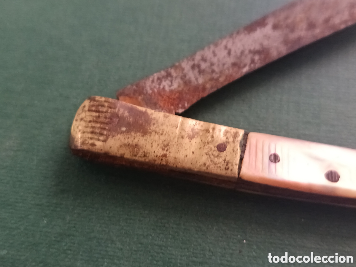 Coleccionismo: ANTIGUA NAVAJA LATON Y NACAR - Foto 3