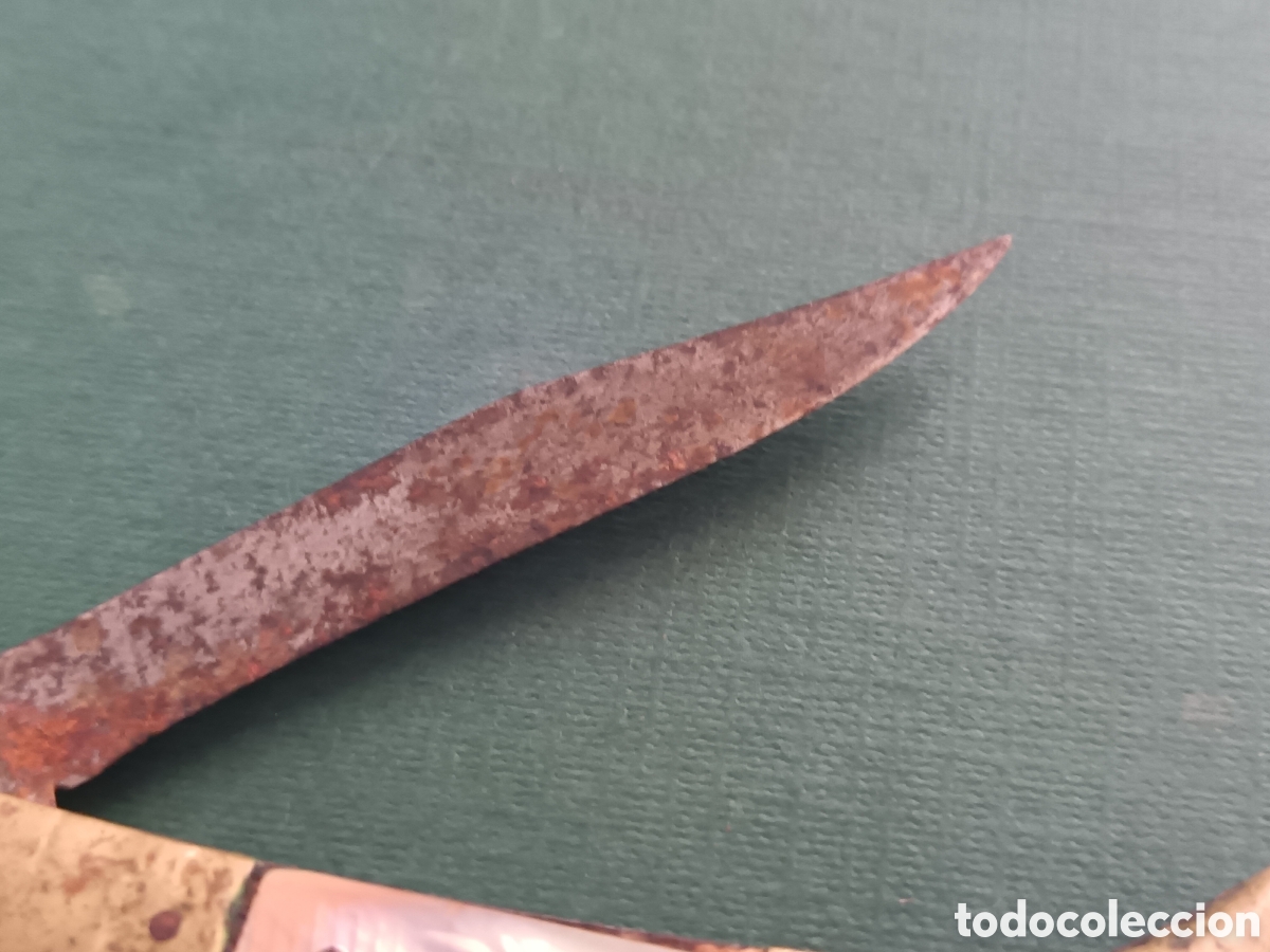 Coleccionismo: ANTIGUA NAVAJA LATON Y NACAR - Foto 6