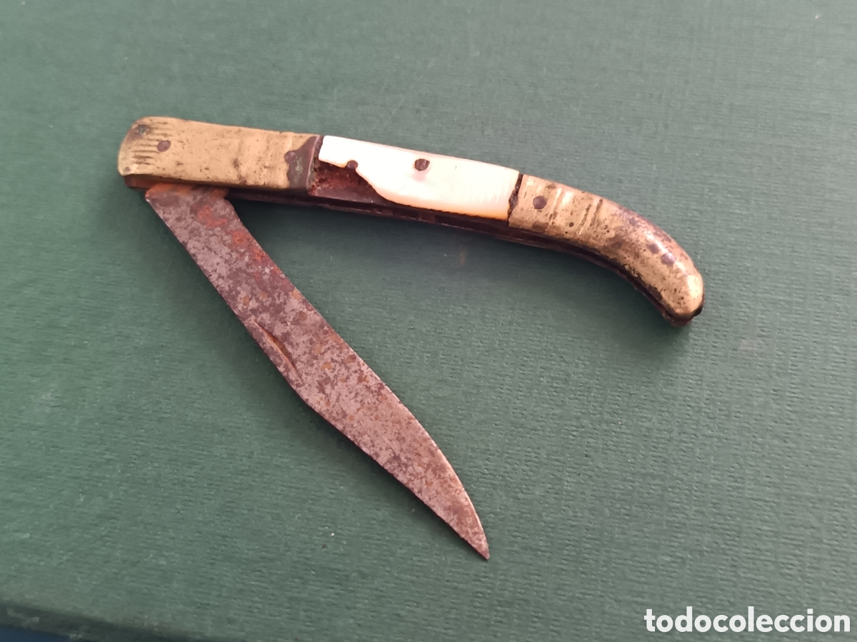 Coleccionismo: ANTIGUA NAVAJA LATON Y NACAR - Foto 7